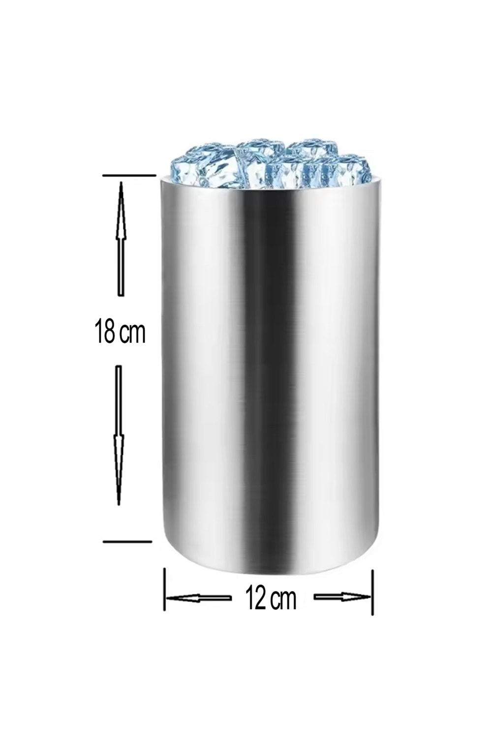 Paslanmaz Çelik Şampanya & Şarap Soğutucu – Buz Kovası, Modern Silindirik Tasarım