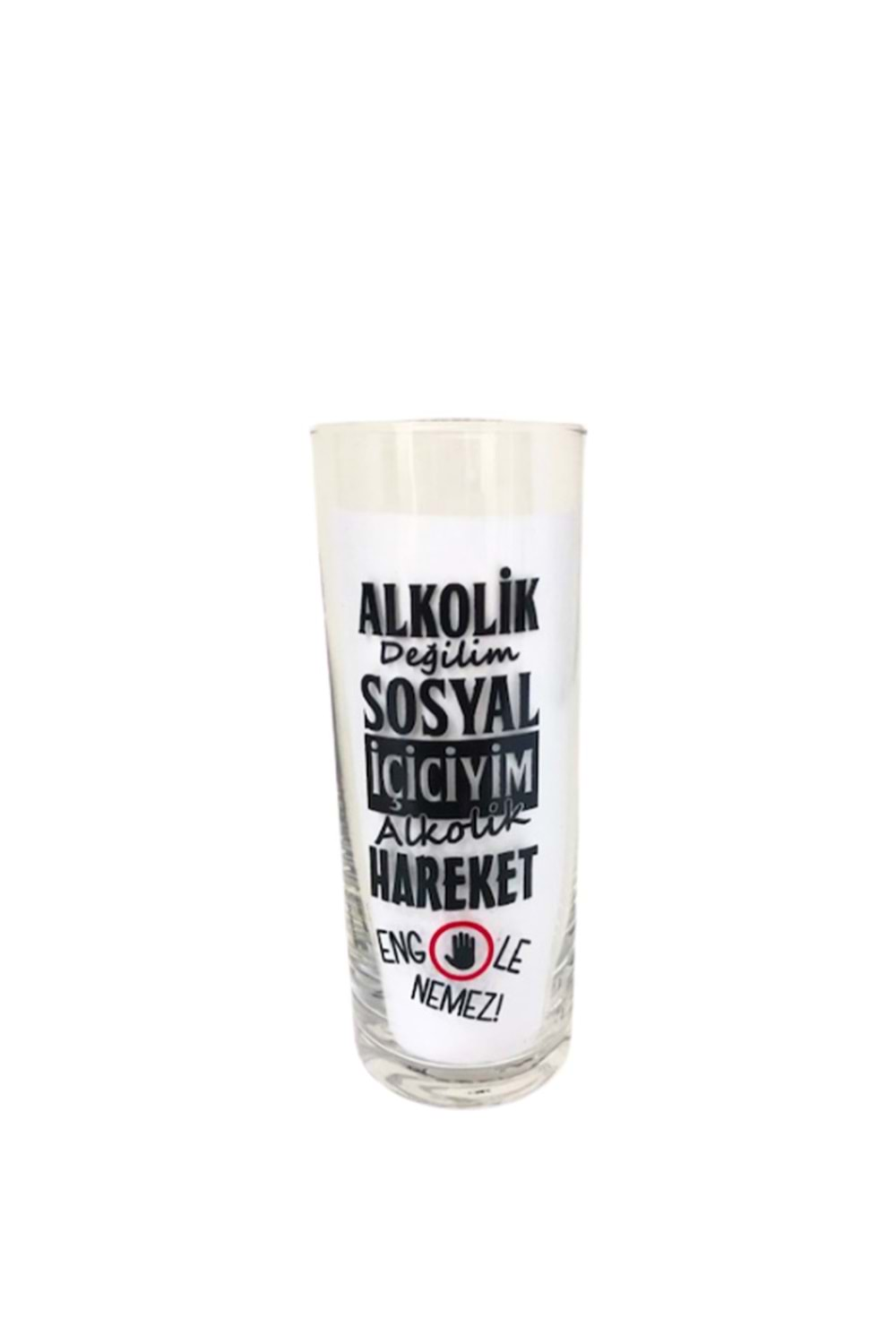 Alkolik Değilim Yazılı Cam Rakı Bardağı 2 Adet Bardak Set Hediyelik