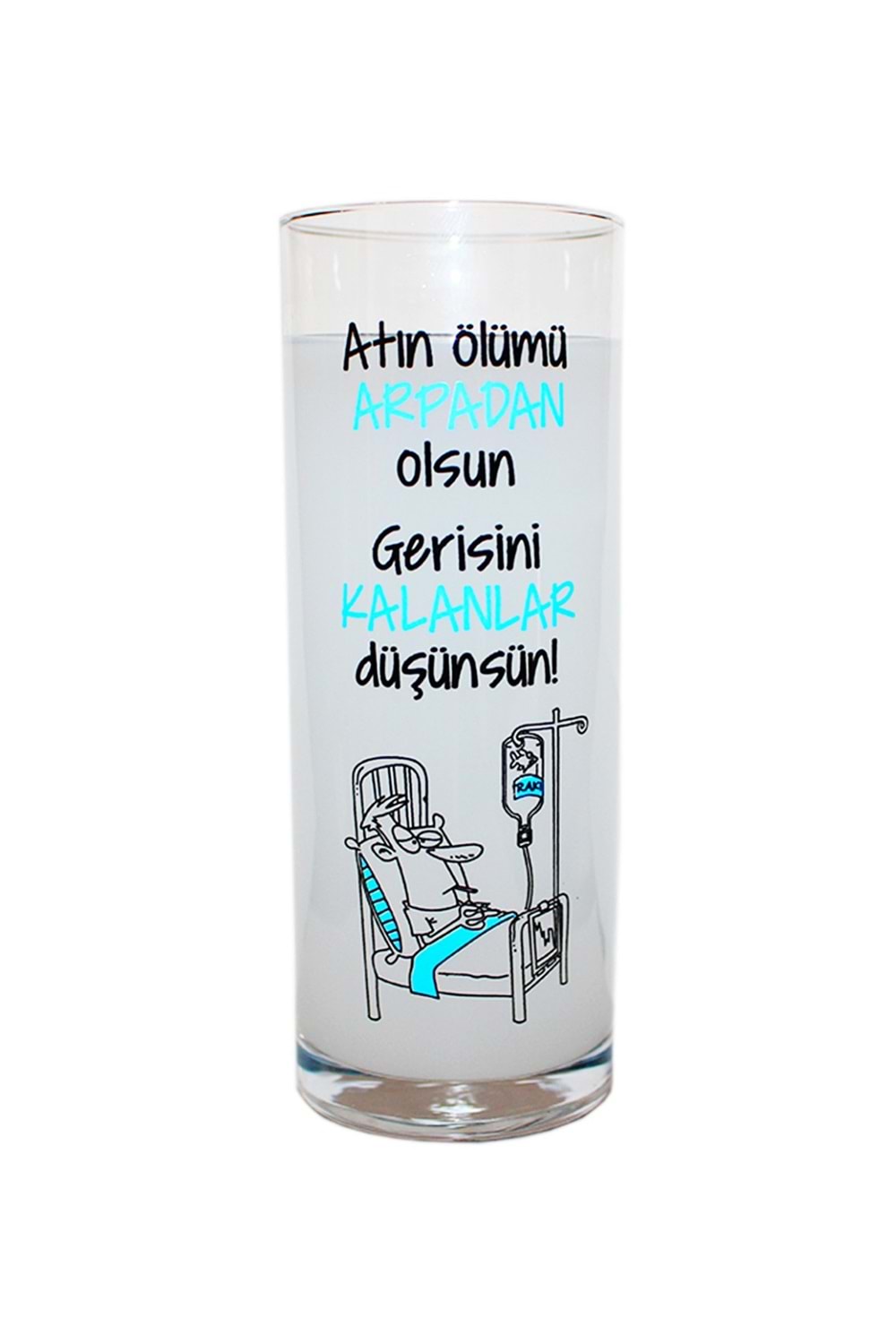 Atın Ölümü Arpadan Olsun Yazılı Cam Rakı Bardağı 2 Adet Bardak Set Hediyelik