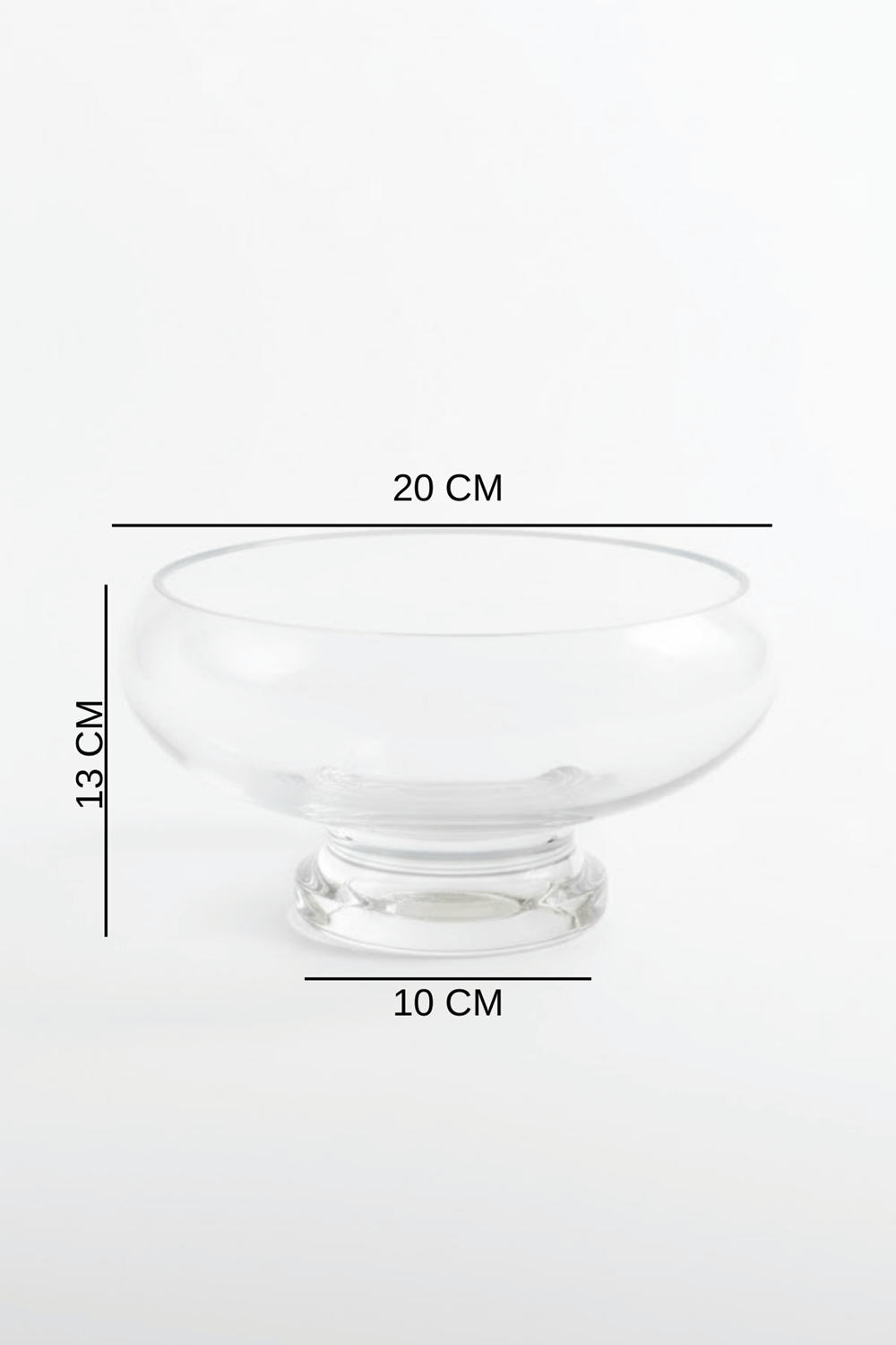 El Yapımı Sade Cam Ayaklı Sunum Kasesi - Salata Kasesi Sunumluk 13x20 cm