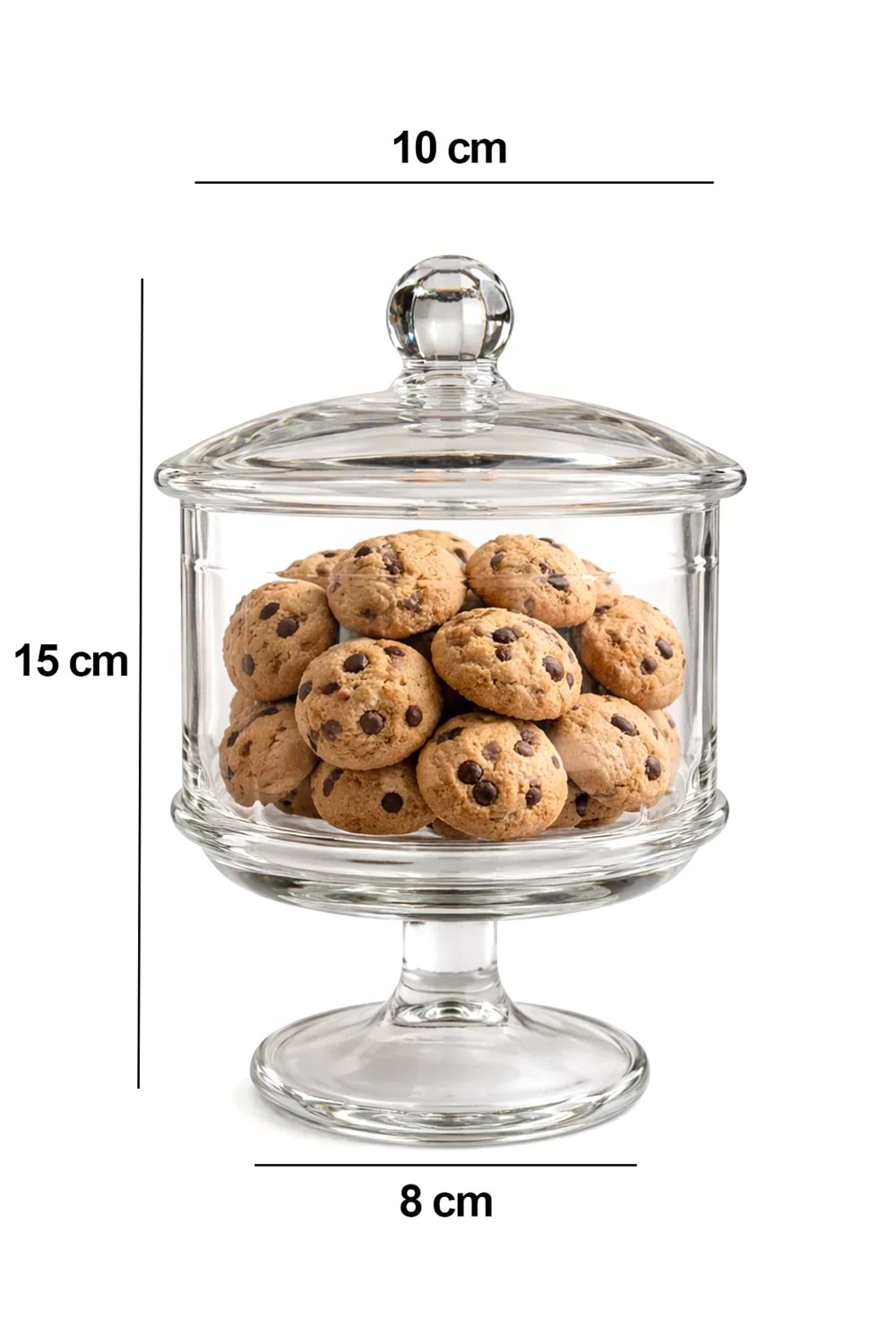 El Yapımı Ayaklı Kapaklı Şeffaf Cam Kurabiyelik Kase – Drajelik, Kek ve Tatlı Sunumluk