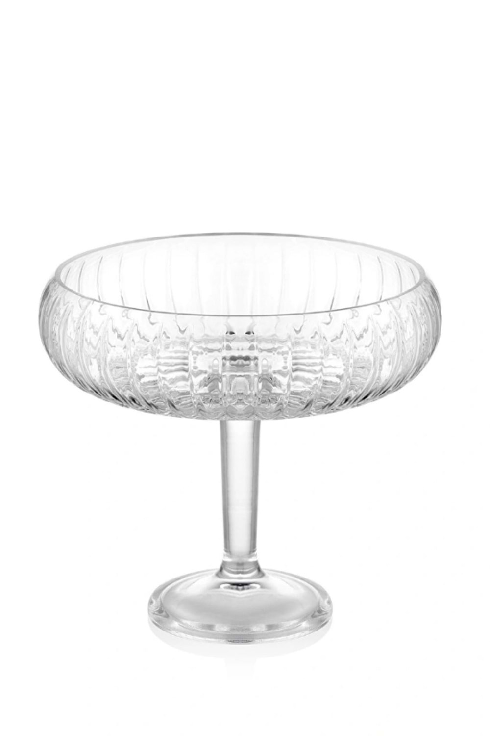 El Yapımı Cam Ayaklı Büyük Linea Sunum Çanak 24x25,50 Cm