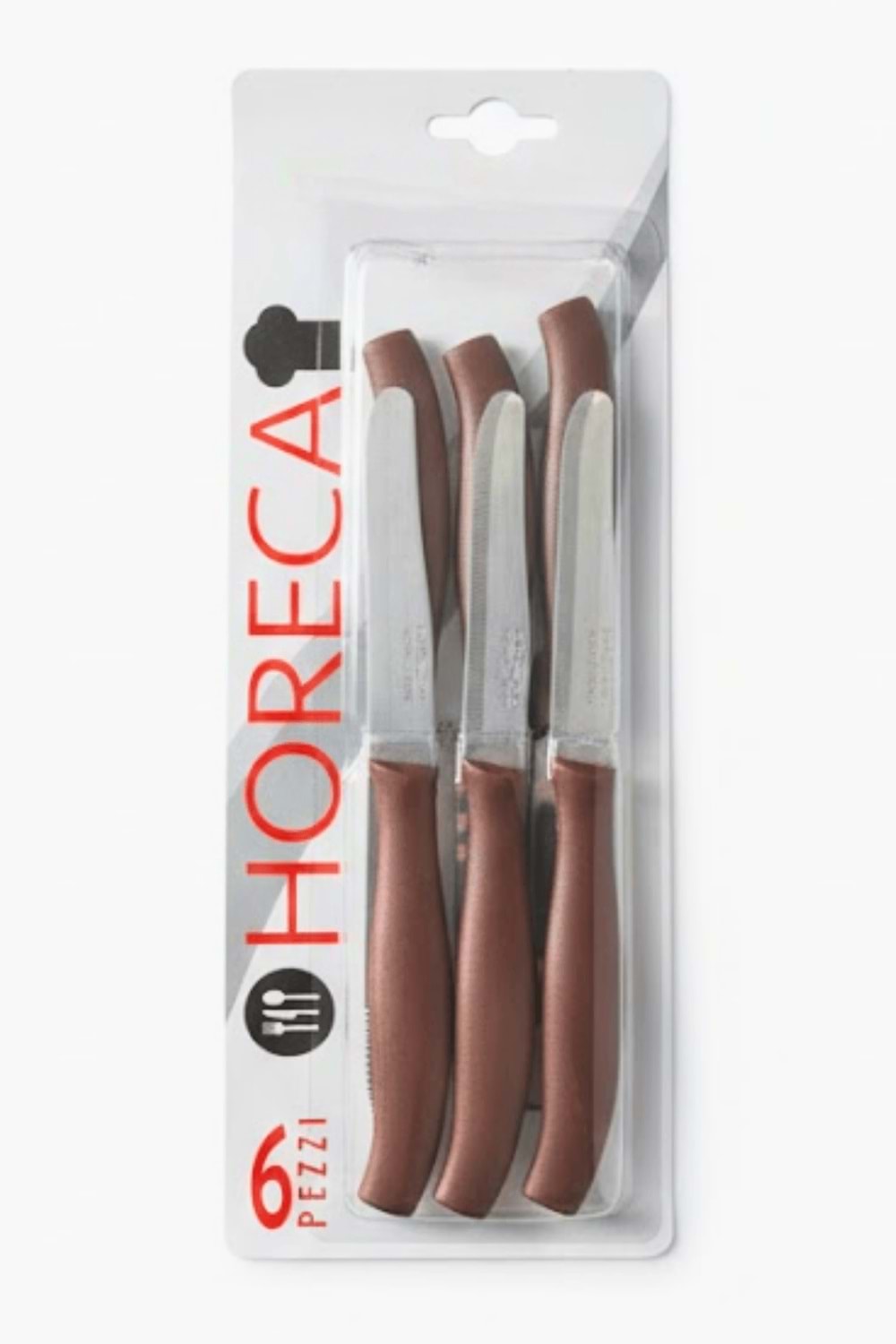 Orijinal İtalyan Meyve Bıçağı 6’lı Set – Paslanmaz Çelik Keskin Servis Bıçak - Kahverengi