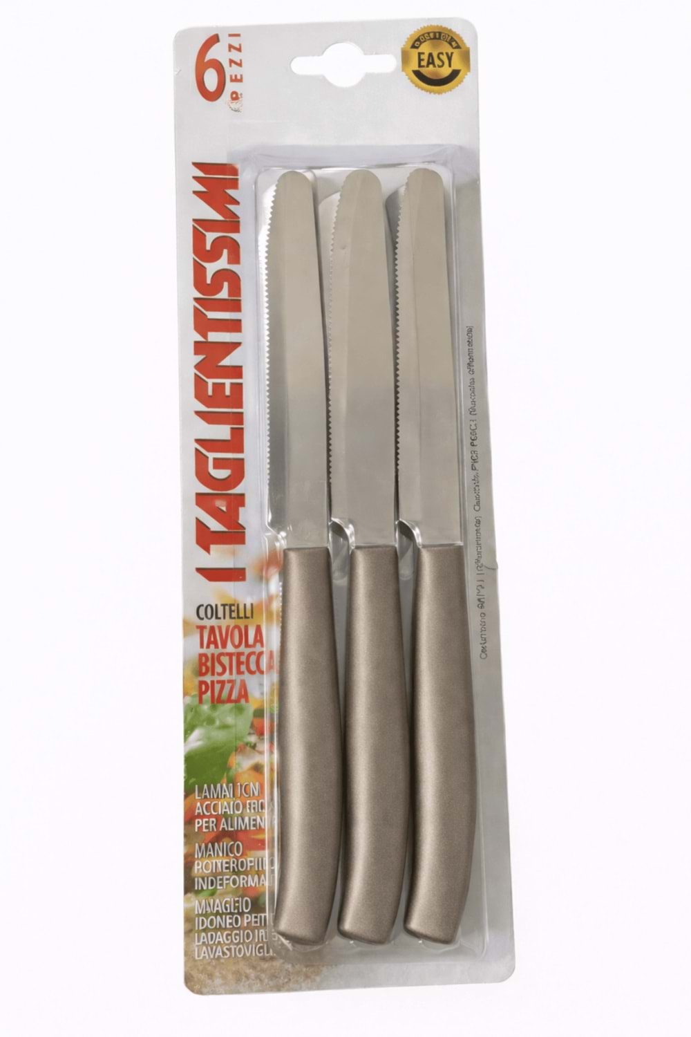 Orijinal İtalyan Tırtıklı Meyve Bıçağı 6’lı Set – Keskin Paslanmaz Çelik - Gri