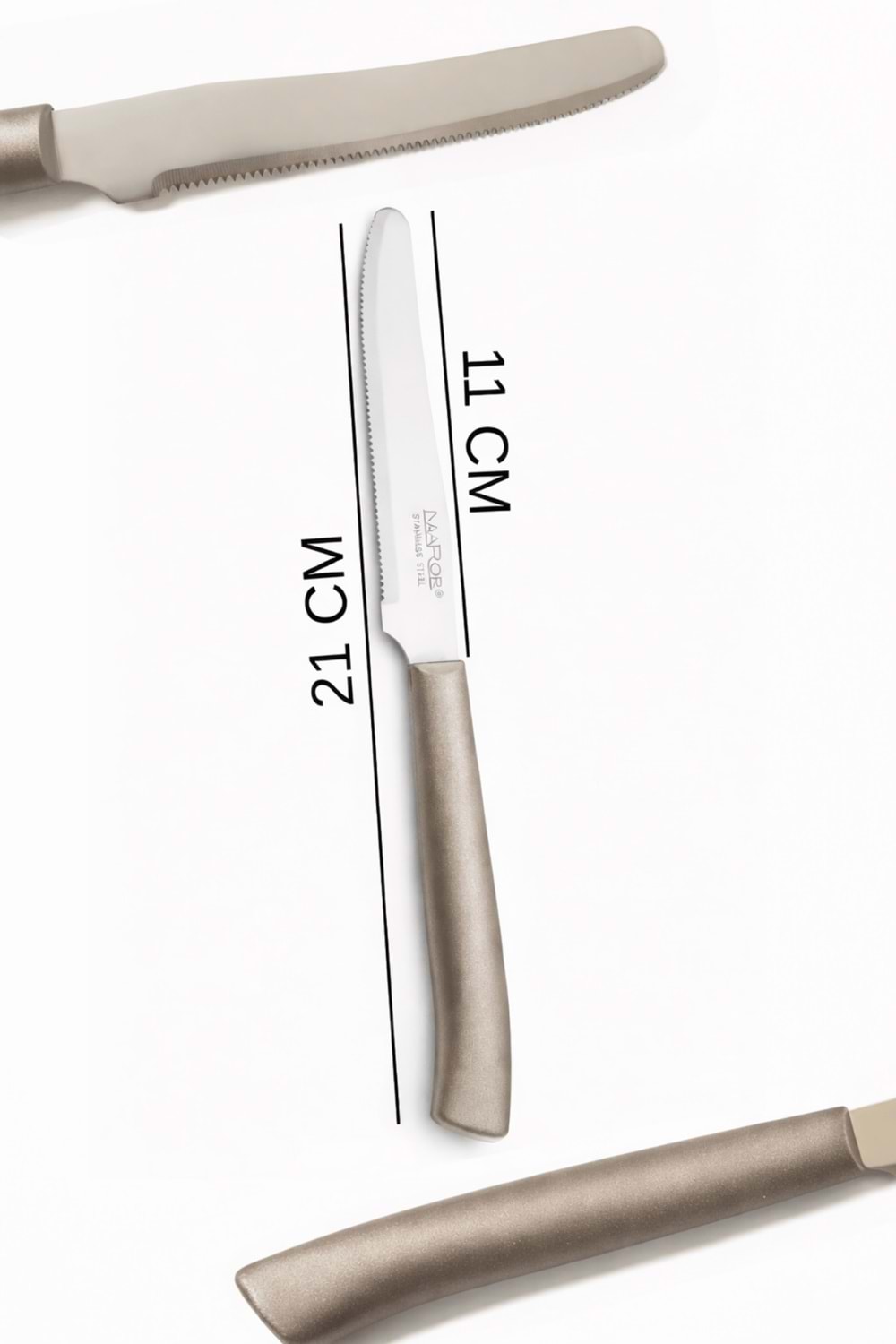 Orijinal İtalyan Tırtıklı Meyve Bıçağı 6’lı Set – Keskin Paslanmaz Çelik - Gri