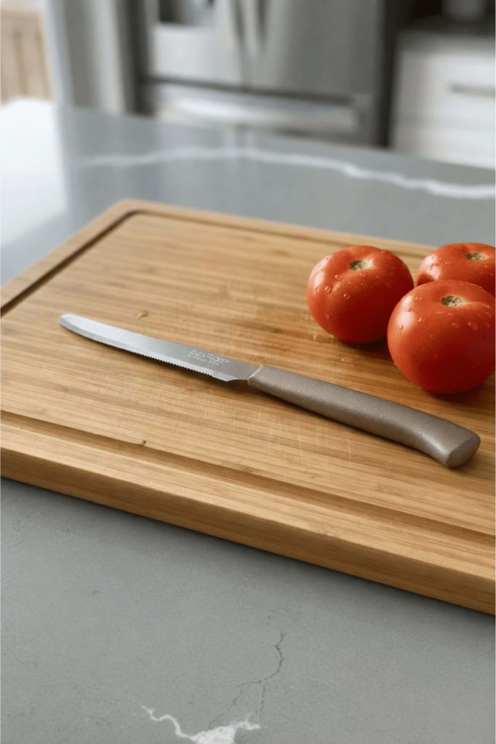 Orijinal İtalyan Tırtıklı Meyve Bıçağı 6’lı Set – Keskin Paslanmaz Çelik - Gri