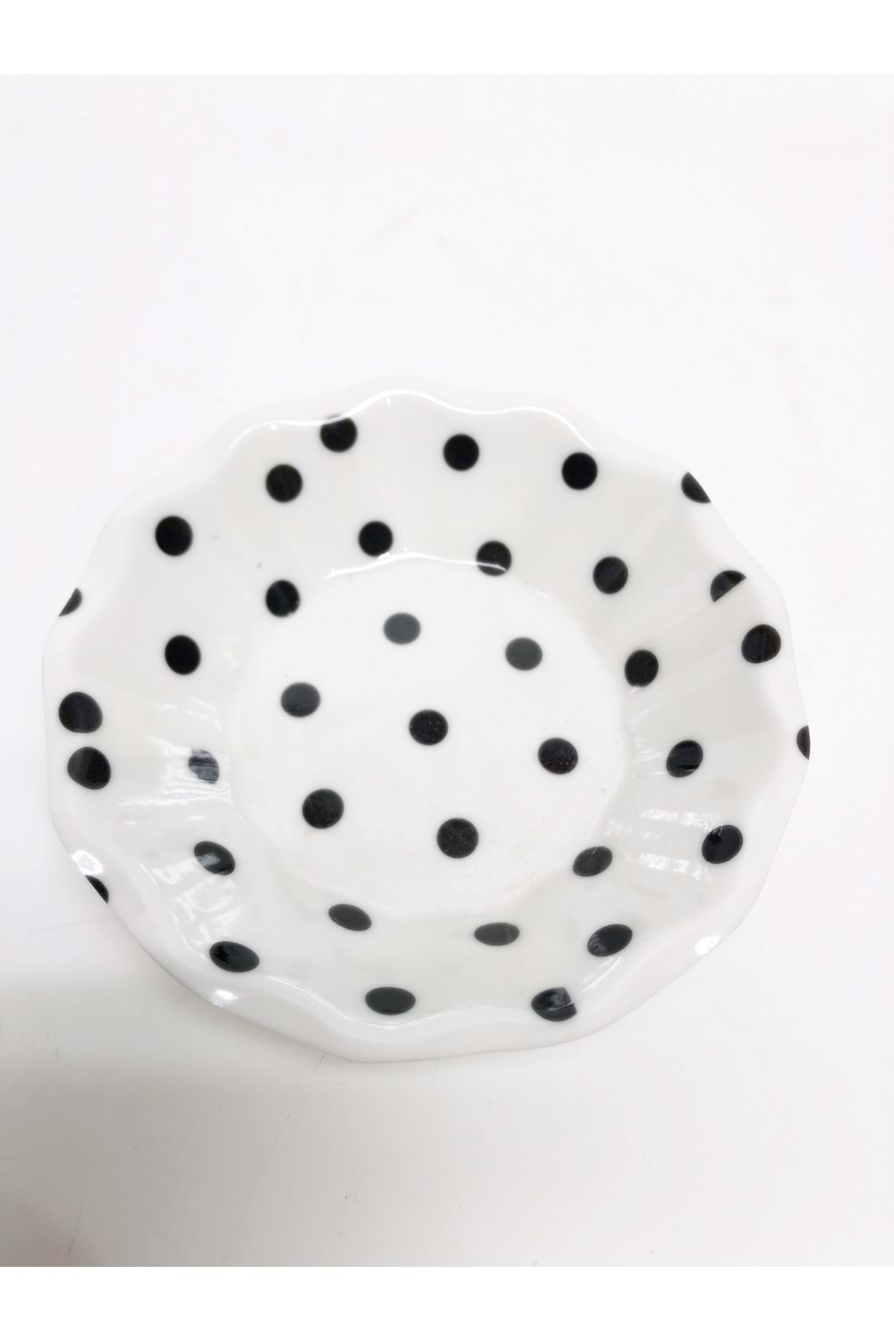 Melamin Beyaz Çay Tabağı Siyah Benekli 6 Adet