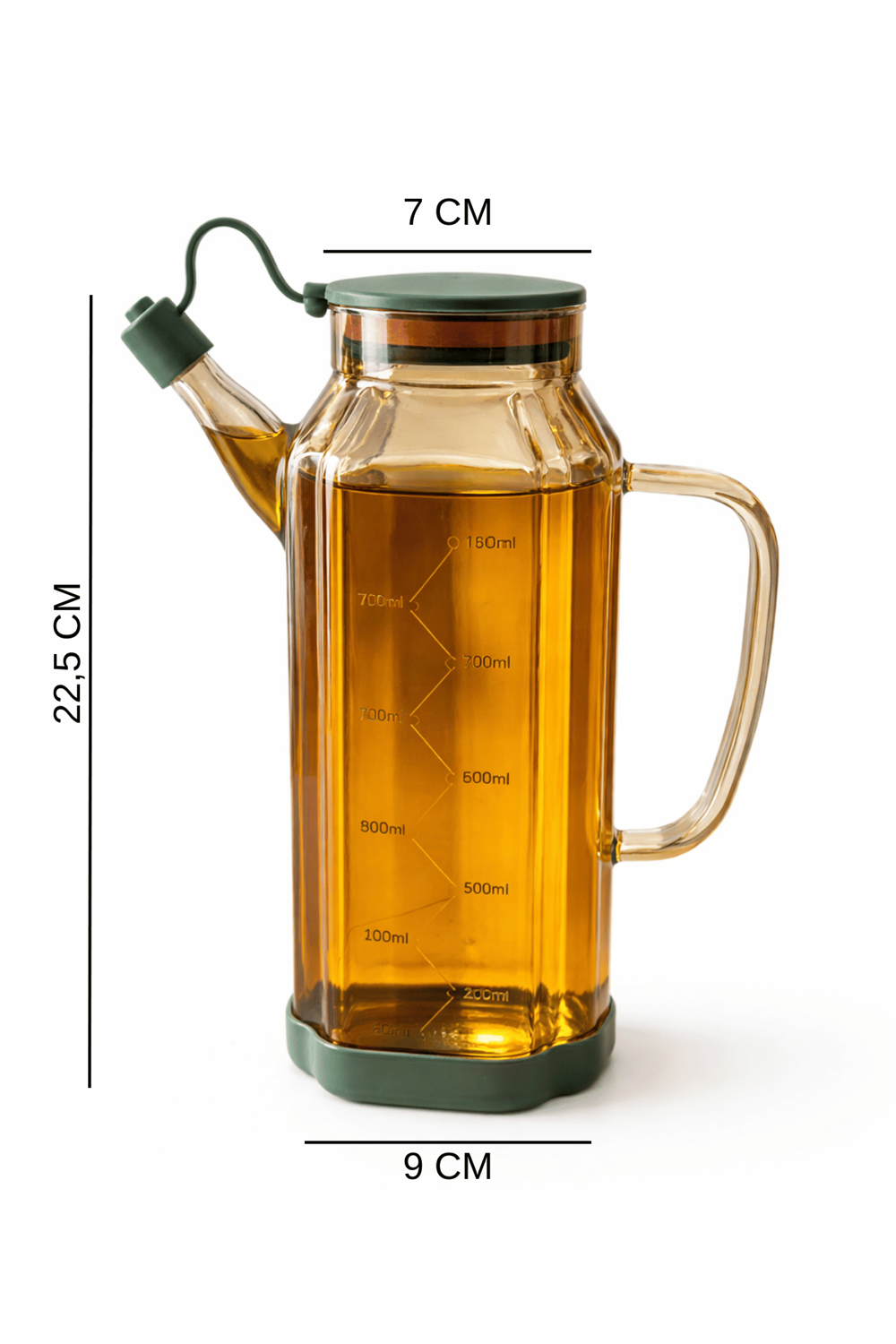 Amber Cam 1000 ml Yağdanlık Sürahi Akıtmaz & Kaymaz Silikon Tabanlı