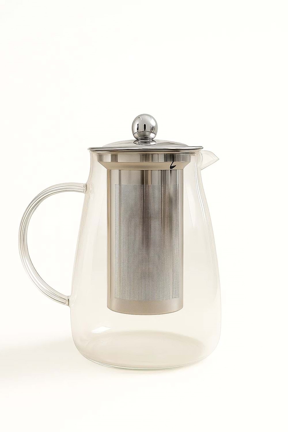 1500 ml Cam Metal Süzgeçli Demlik – Isıya Dayanıklı Detoks Sürahisi & Bitki Çayı Karafı