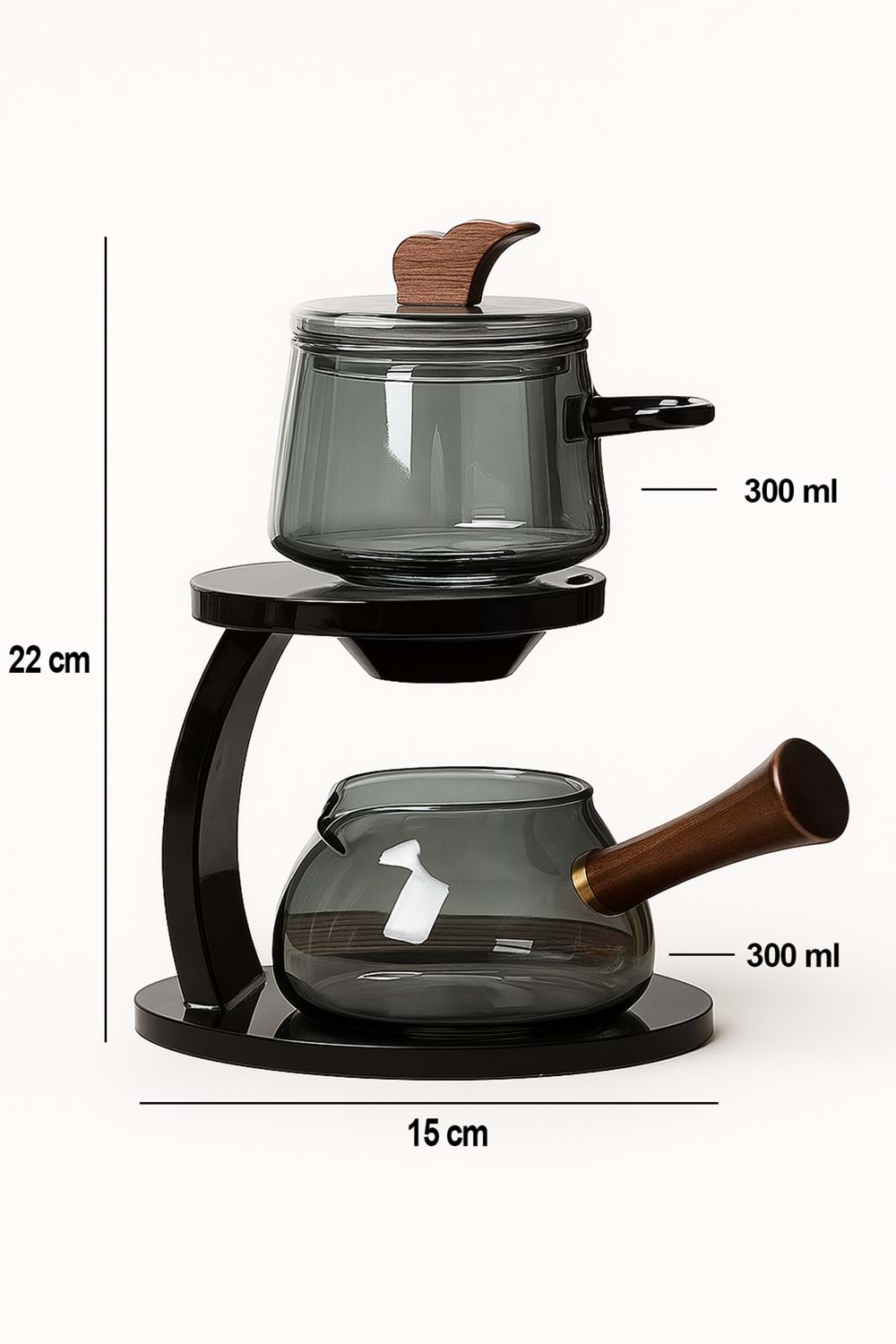 Borosilikat Cam Demlik Seti Zen Çaydanlık Döndür – Akıt Sistemi Sihirli Bitki Çayı Demliği