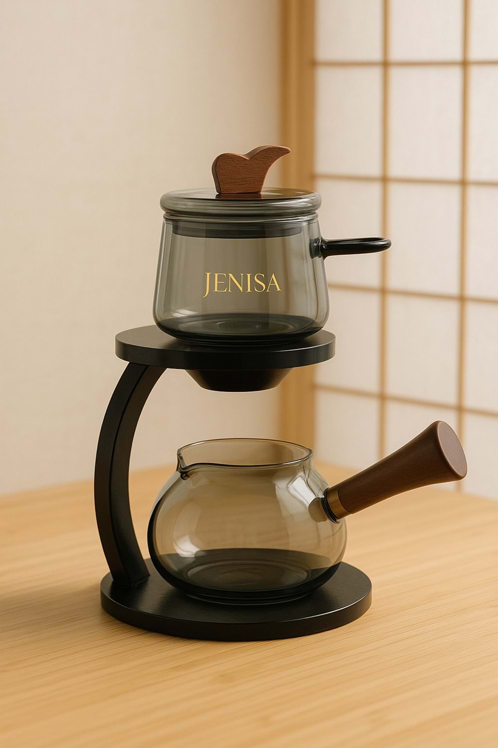 Borosilikat Cam Demlik Seti Zen Çaydanlık Döndür – Akıt Sistemi Sihirli Bitki Çayı Demliği