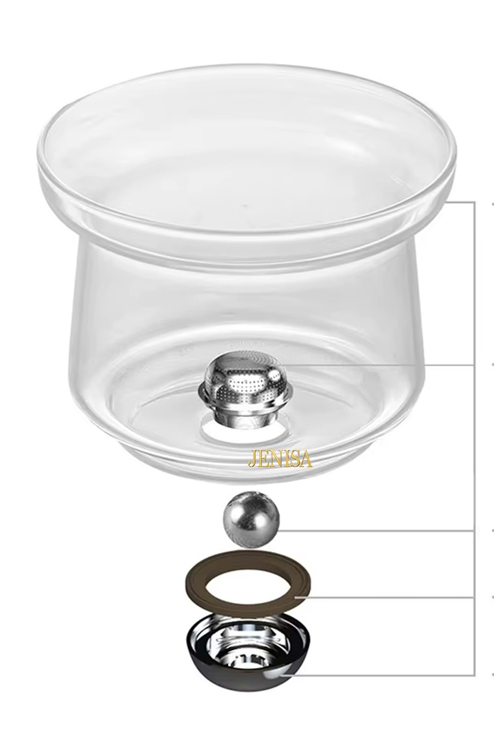 Borosilikat Cam Manyetik Demlik Süzgeçli Bitki Çayı Demliği - Ahşap Standlı Otomatik Çay Süzme