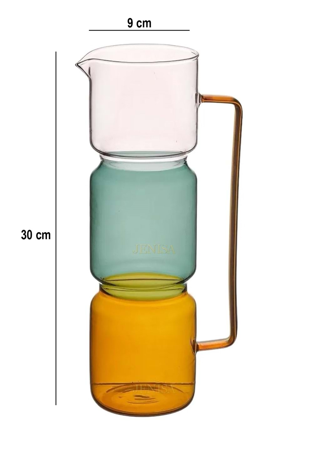 Renkli Katmanlı Cam Sürahi – Modern Tasarım, 1.6 Litre Kapasiteli