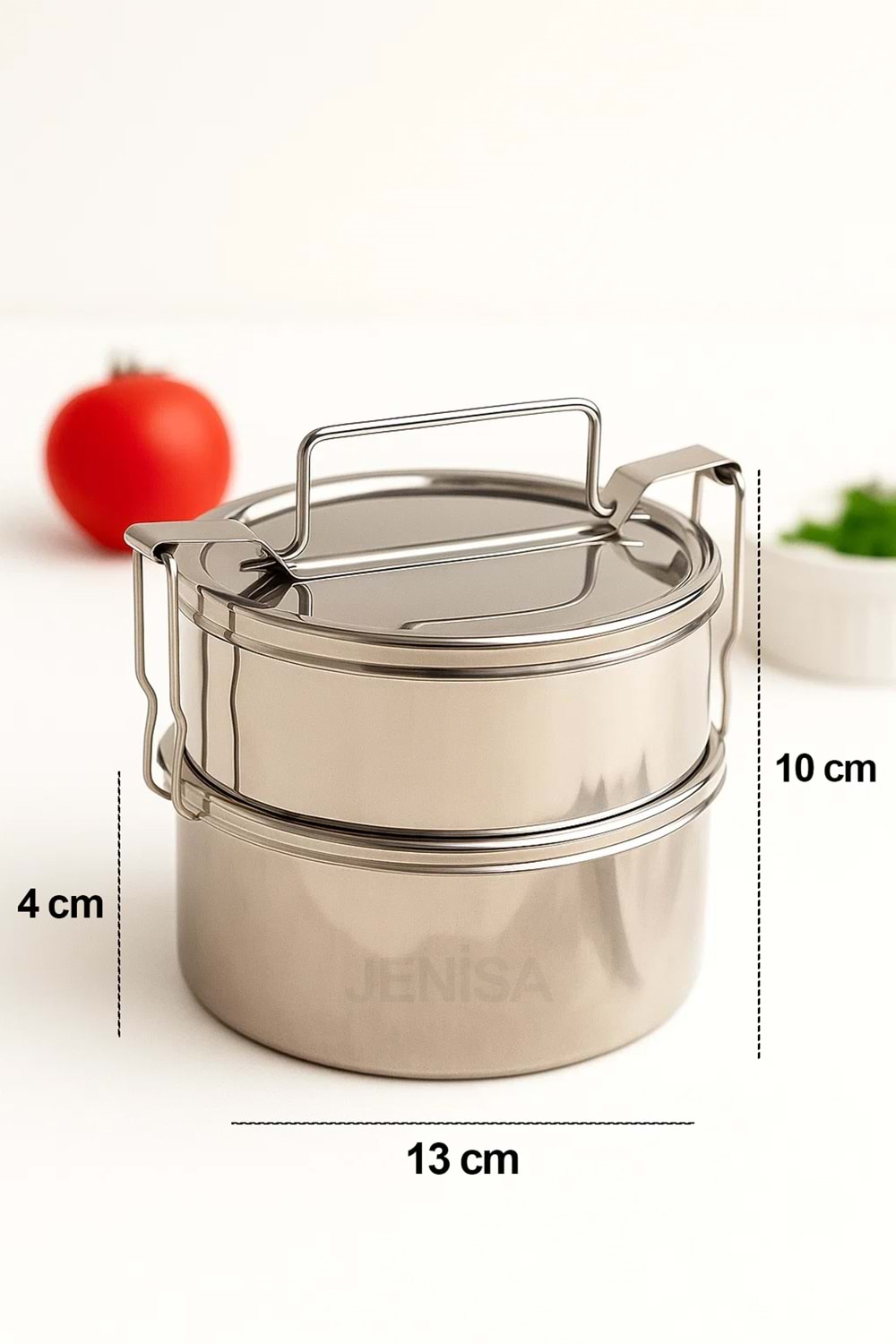 Okul ve Ofis İçin Paslanmaz Çelik LunchBox – 2 Katlı Kilitli Sefertası No:1