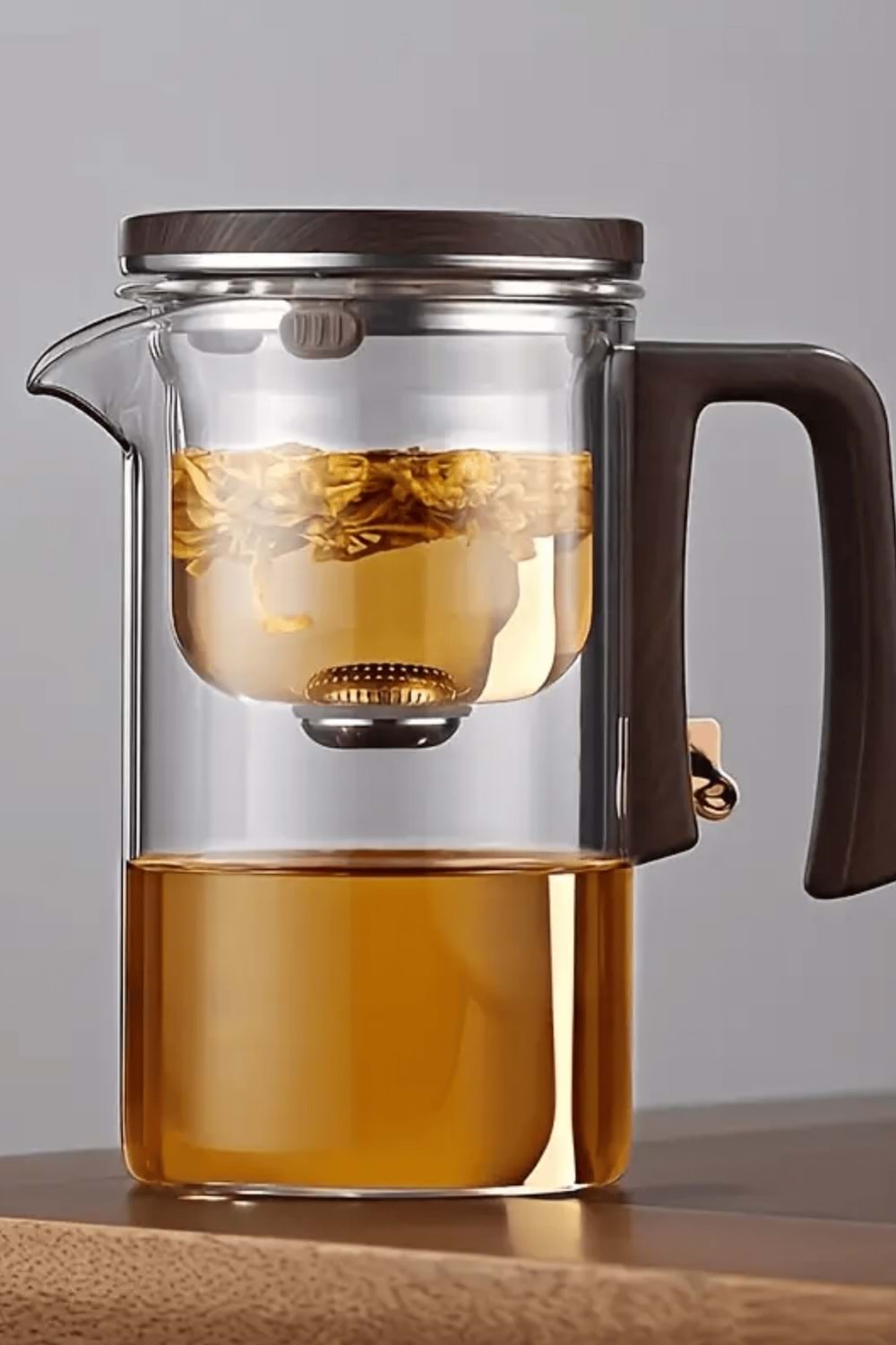 Borosilikat Cam Sihirli Demlik 720 ml Isıya Dayanıklı 2 Bardaklı Bitki Çayı Demleme Seti