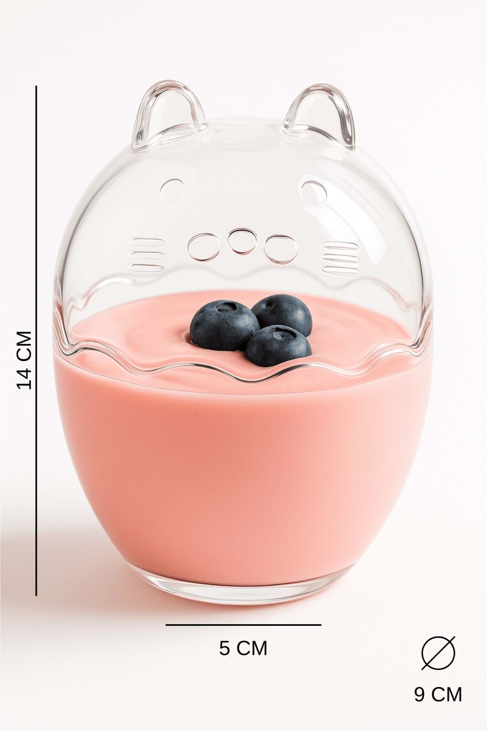 Kedi Figürlü Magnolia Kase Takımı – 4’lü Yumurta Şeklinde Cam Kapaklı Sunum Kasesi