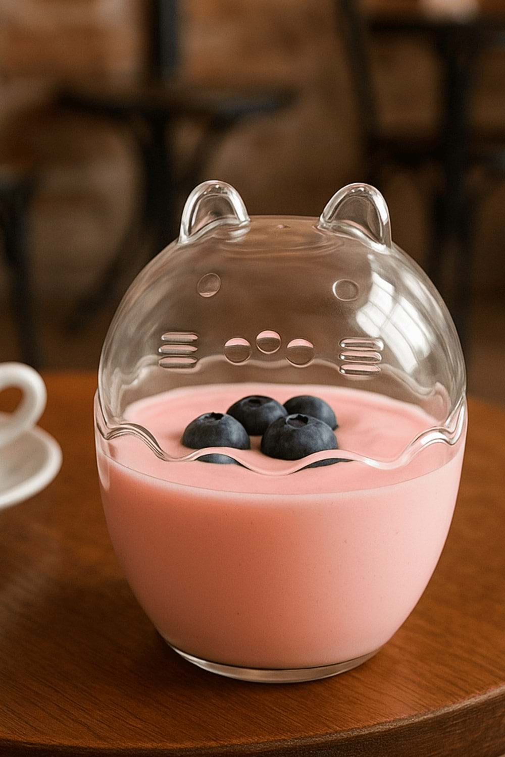 Kedi Figürlü Magnolia Kase Takımı – 4’lü Yumurta Şeklinde Cam Kapaklı Sunum Kasesi