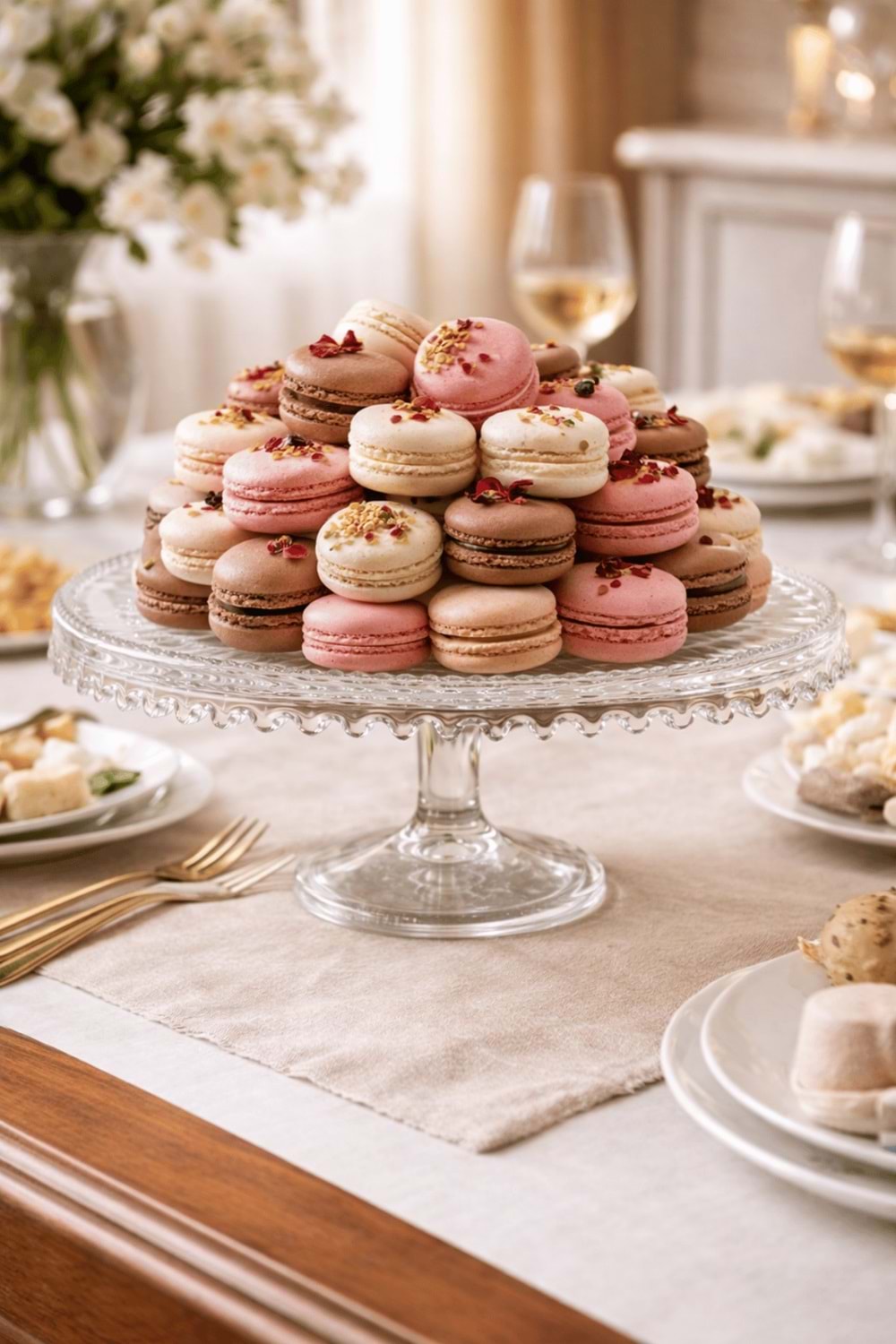 Dekoratif Ayaklı Şeffaf Cam Sunum Tabağı - Kek, Pasta ve Tatlı Standı