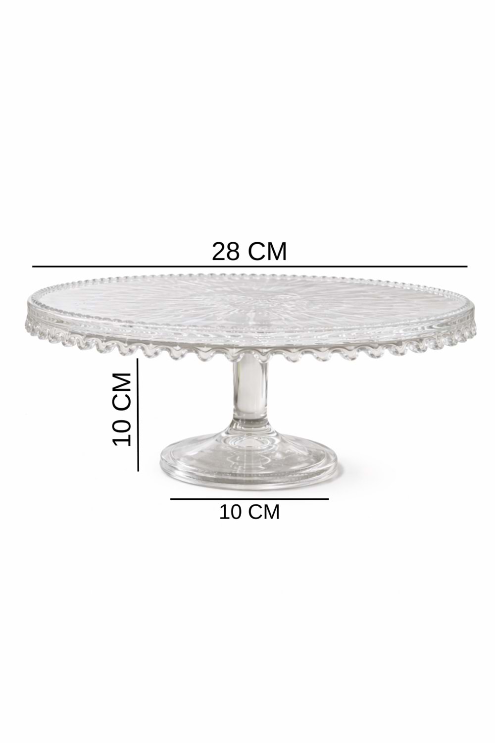 Dekoratif Ayaklı Şeffaf Cam Sunum Tabağı - Kek, Pasta ve Tatlı Standı