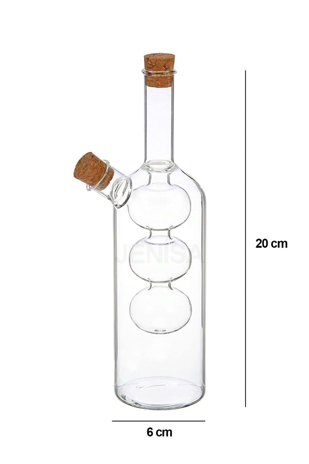 Üç Bölmeli Çift Hazneli Cam Yağdanlık & Sirkelik – 260 ml Zarif Tasarım
