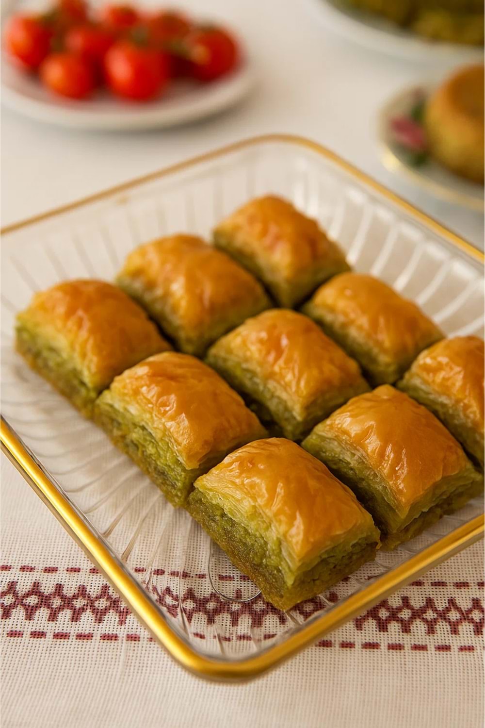 2 Adet Yaldızlı Cam Kare Tabak – Şeffaf Desenli Sofra Sunum Tabağı