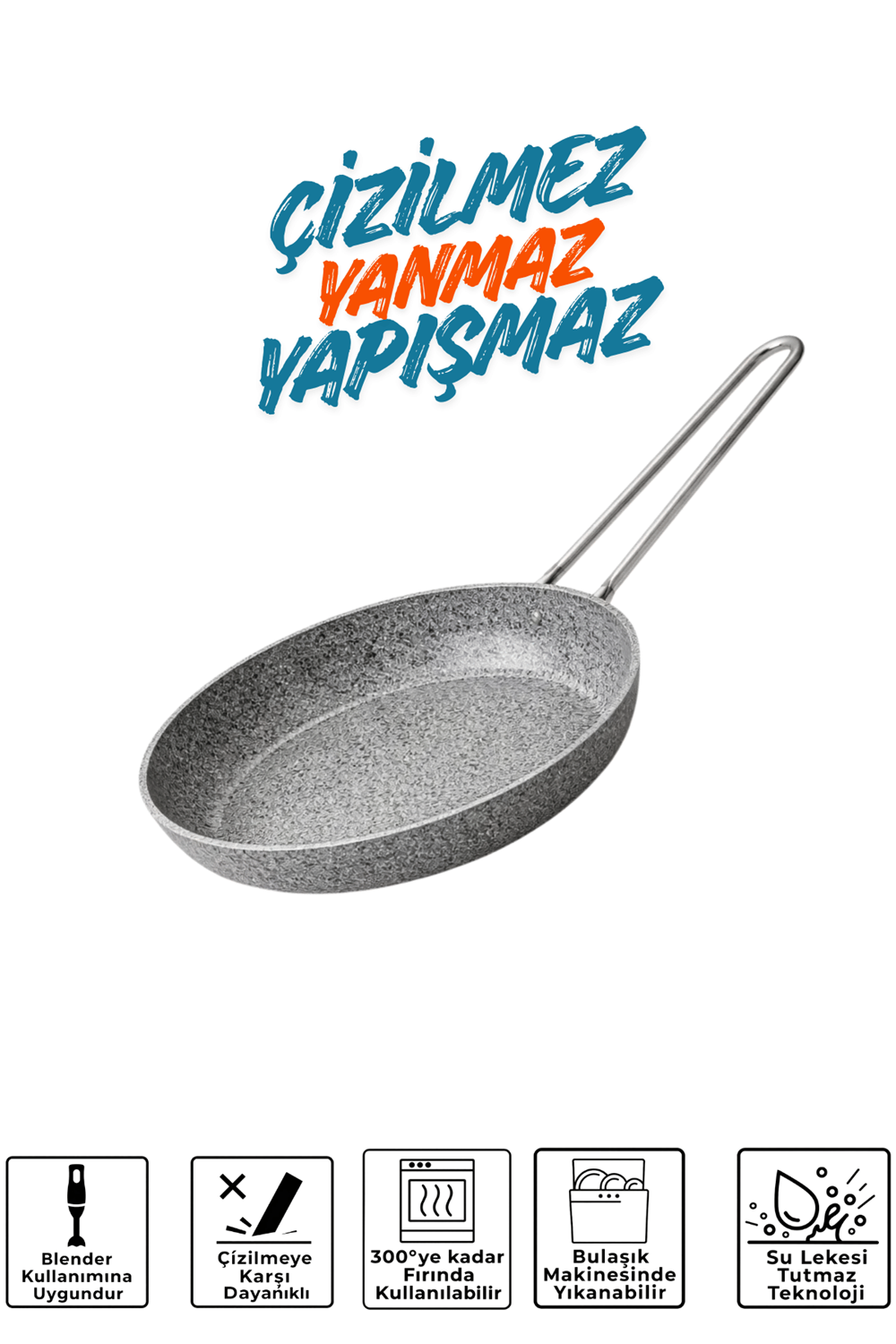 Stone-H 28 cm Çizilmez Yanmaz Yapışmaz Tava