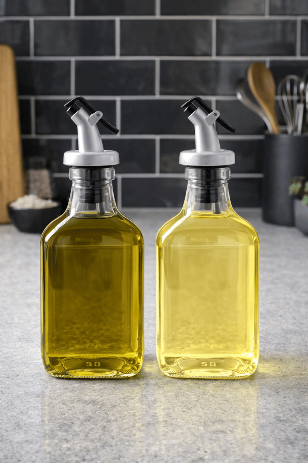 2'li Şeffaf Cam Yassı Yağdanlık - Sızdırmaz Tıpalı 200Ml. Sirkelik Sosluk