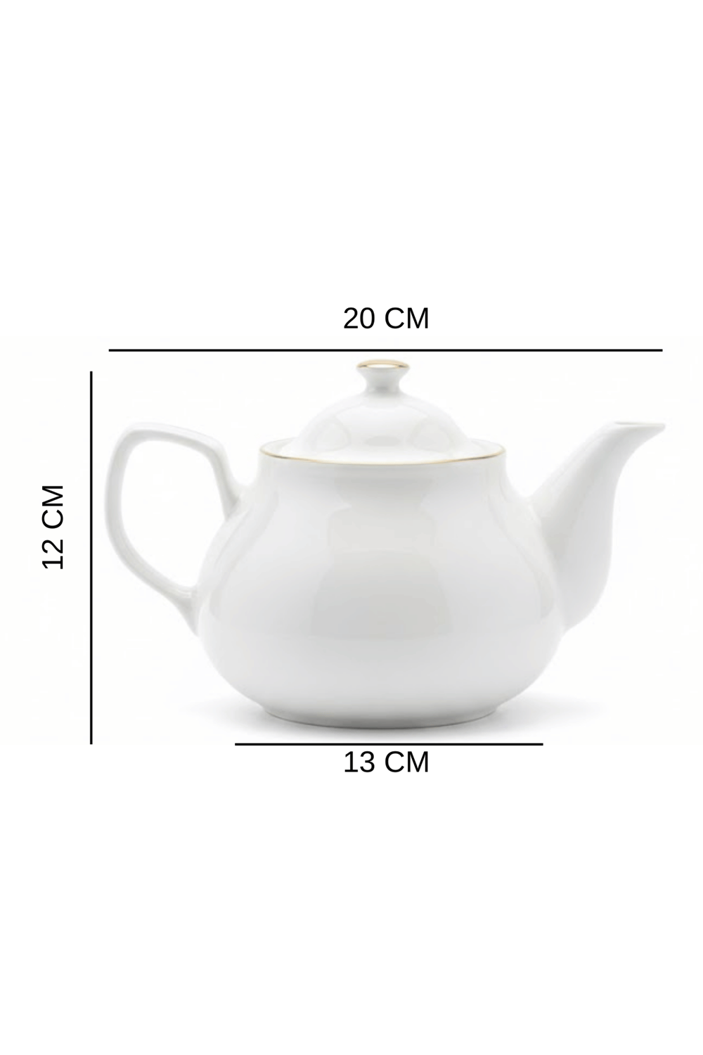 Yaldızlı Porselen Demlik – 650 Ml Sade Üst Demlik