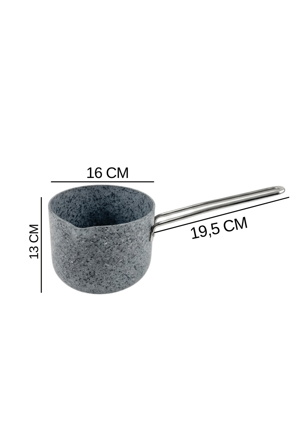 Stone-H 16 cm Çizilmez Yanmaz Yapışmaz Sos Tenceresi - Derin Süt Tenceresi