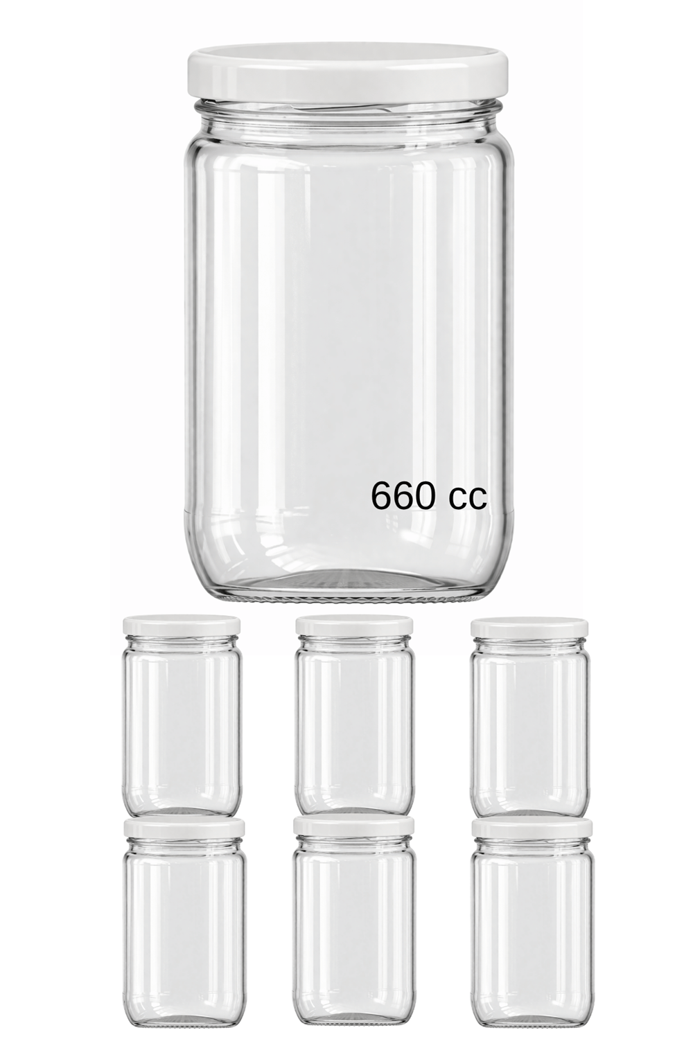 6 Adet 660 cc Cam Kavanoz Beyaz Metal Kapaklı – 660 ml Sosluk, Konserve ve Saklama Kavanozu Seti