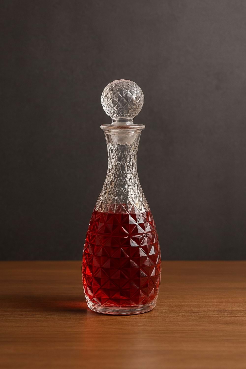 El Yapımı Cam Kapaklı İris Karaf Sürahi 11x33 Cm