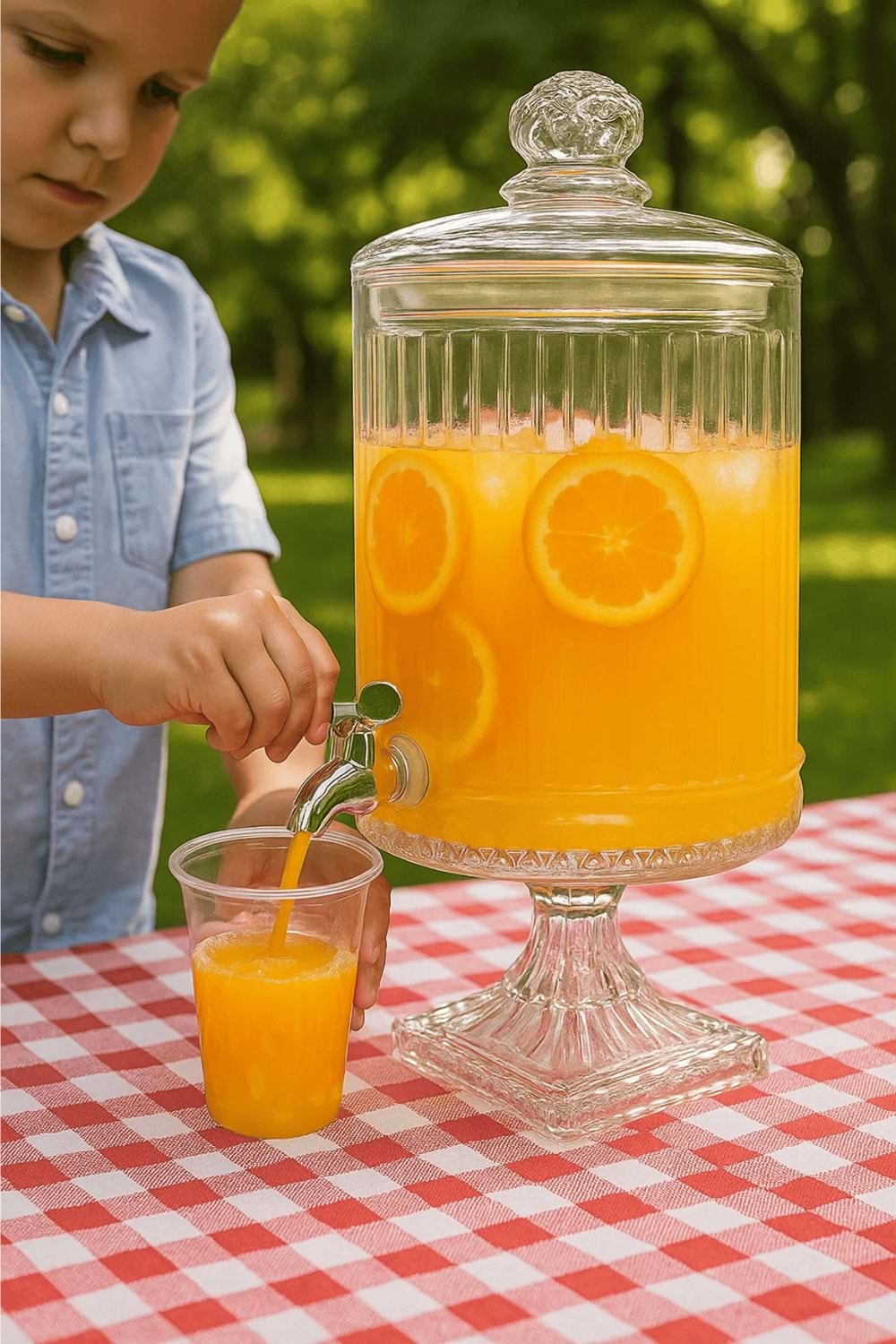 Elysia Cam Ayaklı Sebil 4,5 Lt – Musluklu, Standlı Şerbetlik & İçecek Dispenseri