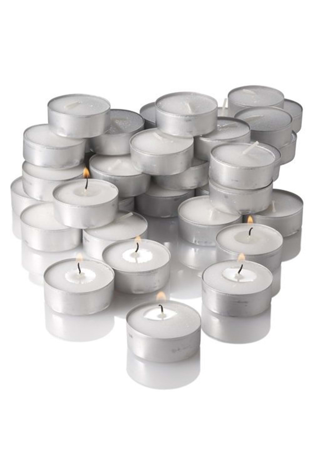 Tealıght 100 Adet Mum Seti Tealight Yuvarlak Beyaz Mum Tilayt