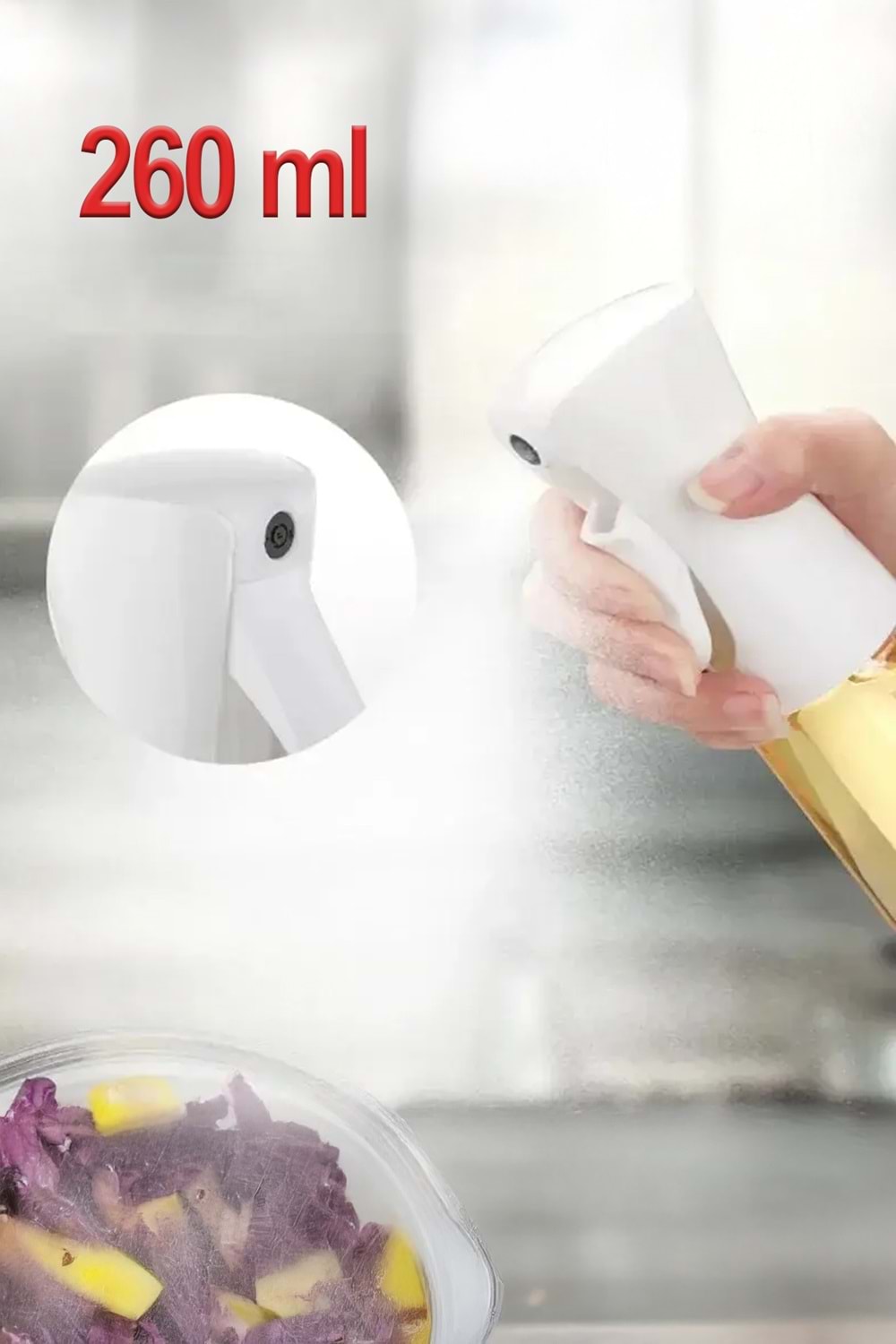 Airfryer Uyumlu Sprey Yağdanlık – 260 ml Cam Şişe,Yağ Püskürtücü Fritöz Izgara Salata