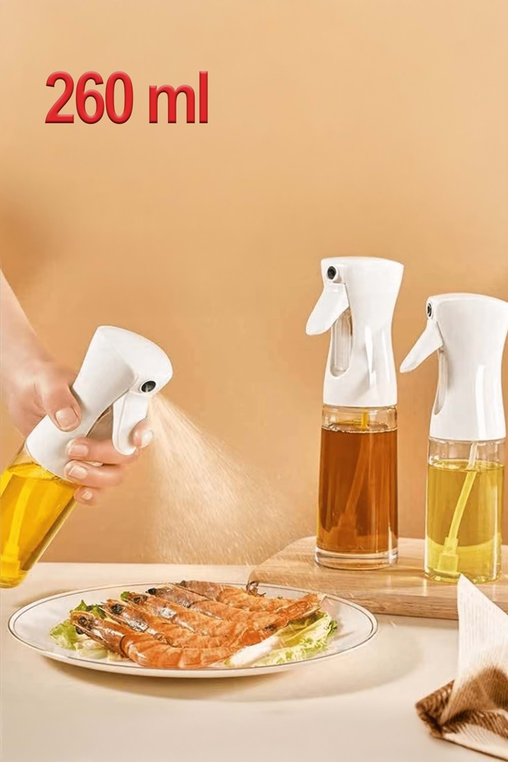 Airfryer Uyumlu Sprey Yağdanlık – 260 ml Cam Şişe,Yağ Püskürtücü Fritöz Izgara Salata