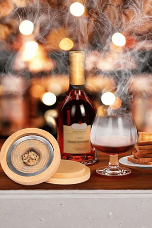 Premium Viski Tütsüleme Seti – Ahşap Kapaklı Cam Smoke Infuser, Kokteyl Aromalandırma