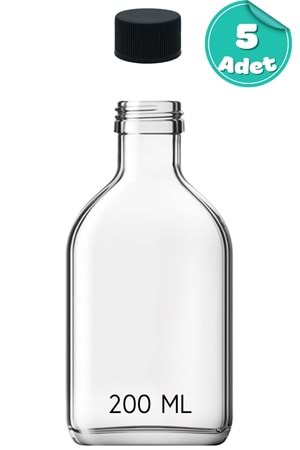 5 Adet Kapaklı Cold Brew Şişesi – 200 ml Yassı Cam, Soğuk Kahve, Sos ve Yağdanlık Şişesi