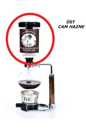 Epinox Kahve Sifonu 3 Bardaklık Üst Cam Haznesi Coffee Syphon