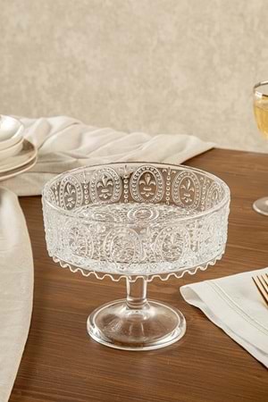 3 Boy El Yapımı Ayaklı Sunum Kasesi - Meyvelik, Çerezlik ve Salata Kasesi Cam Sunumluk