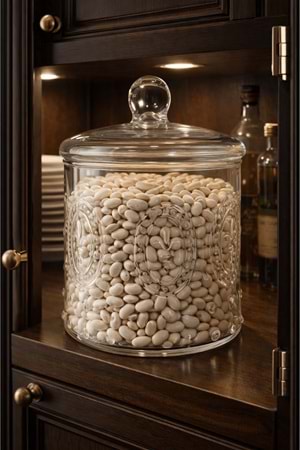 1000 Ml. Desenli Cam Kapaklı Kavanoz - Orta Boy Cam Saklama Kabı