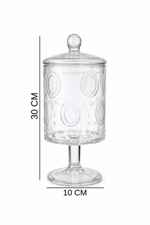 Ayaklı Desenli Cam Kapaklı Kavanoz - 1500Ml. Cam Saklama Kabı