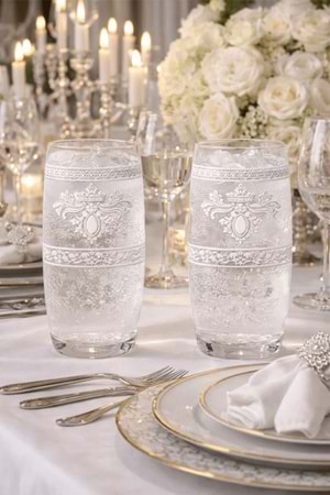 İnsigne Model Desenli Su & Meşrubat Bardağı – 2’li Şeffaf Zarif Set