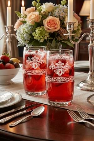 İnsigne Model Desenli Zarif Su & Meşrubat Bardağı 2’li Set