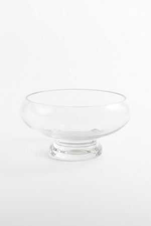 El Yapımı Sade Cam Ayaklı Sunum Kasesi - Salata Kasesi Sunumluk 13x20 cm