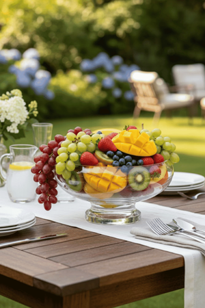 El Yapımı Sade Cam Ayaklı Sunum Kasesi - Salata Kasesi Sunumluk 14x24 cm