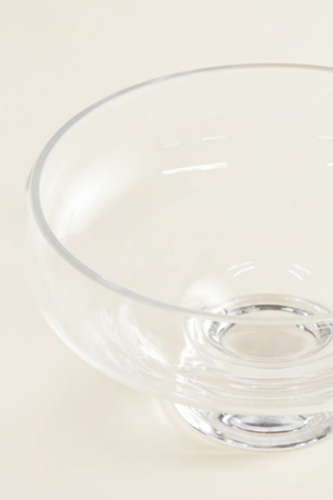 El Yapımı Sade Cam Ayaklı Sunum Kasesi - Salata Kasesi Sunumluk 14x24 cm