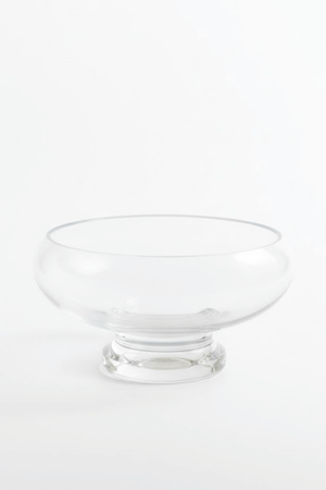 El Yapımı Sade Cam Ayaklı Sunum Kasesi - Salata Kasesi Sunumluk 14x24 cm