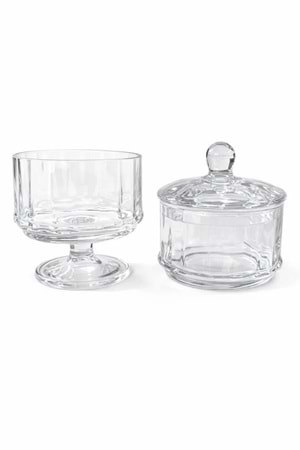 2 Katlı El Yapımı Ayaklı Kapaklı Şeffaf Cam Kurabiyelik Kase – Drajelik, Kek ve Tatlı Sunumluk