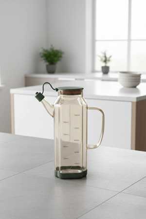 Amber Cam 1000 ml Yağdanlık Sürahi Akıtmaz & Kaymaz Silikon Tabanlı