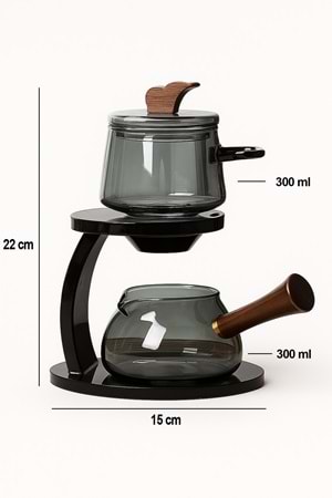 Borosilikat Cam Demlik Seti Zen Çaydanlık Döndür – Akıt Sistemi Sihirli Bitki Çayı Demliği